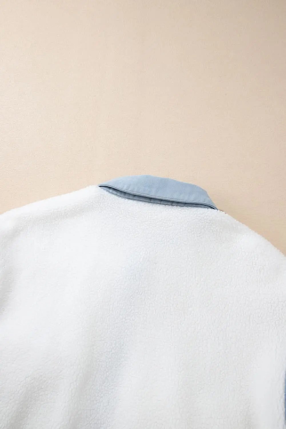 Chic white sherpa jacket with contrast trim - Love Salve